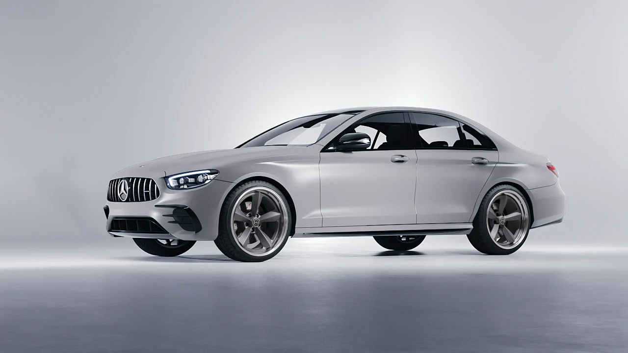 Mercedes-Benz E53 AMG 2021 on HRE Performance Wheels 105 forged wheels, front three-quarter view