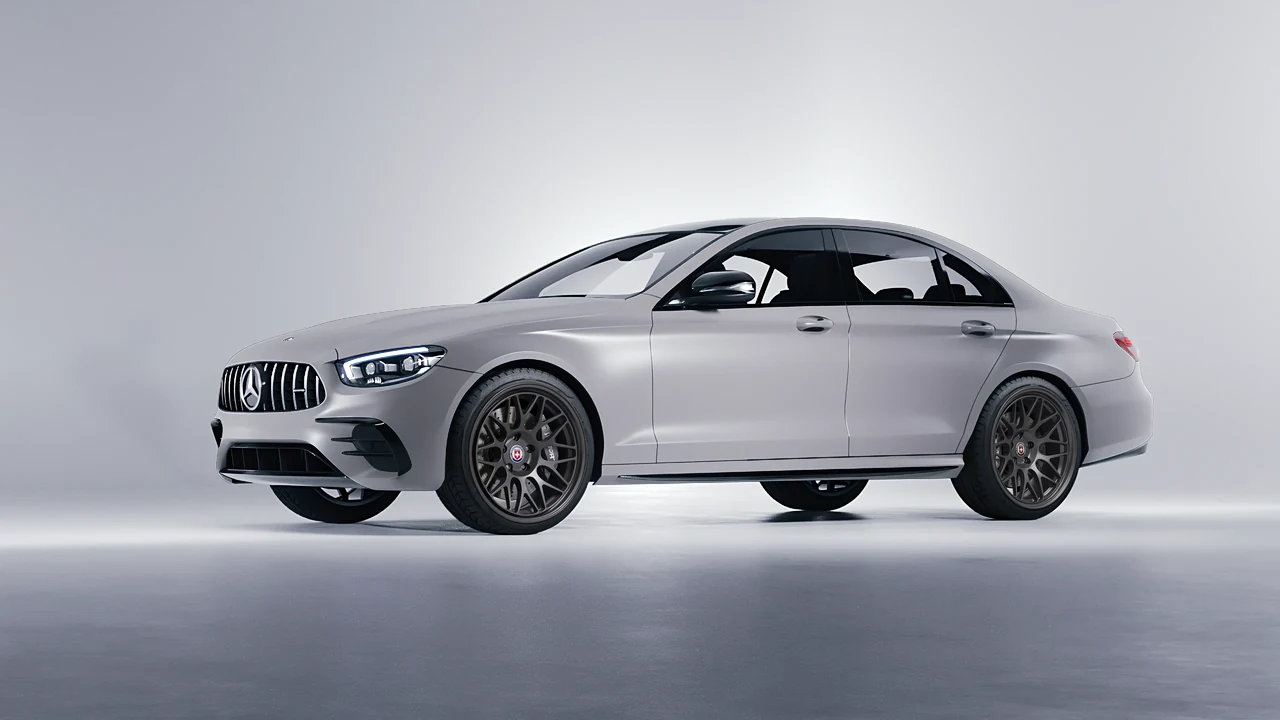 Mercedes-Benz E53 AMG 2021 on HRE Performance Wheels 300-GT forged wheels, front three-quarter view