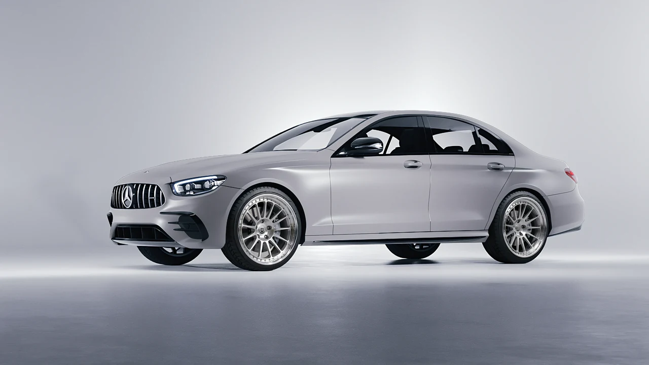 Mercedes-Benz E53 AMG 2021 on HRE Performance Wheels 303 forged wheels, front three-quarter view