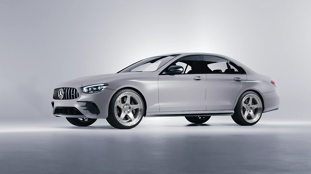 Mercedes-Benz E53 AMG 2021 on HRE Performance Wheels 305 forged wheels, front three-quarter view