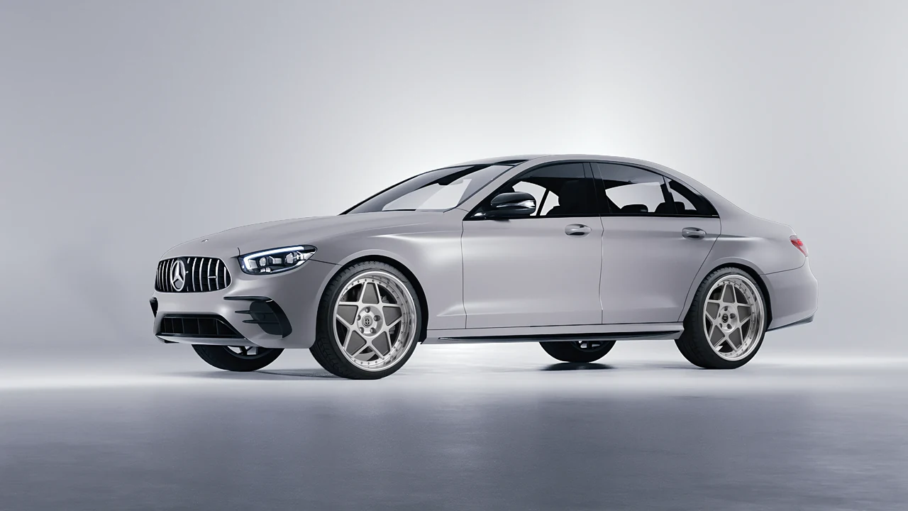 Mercedes-Benz E53 AMG 2021 on HRE Performance Wheels 505 forged wheels, front three-quarter view