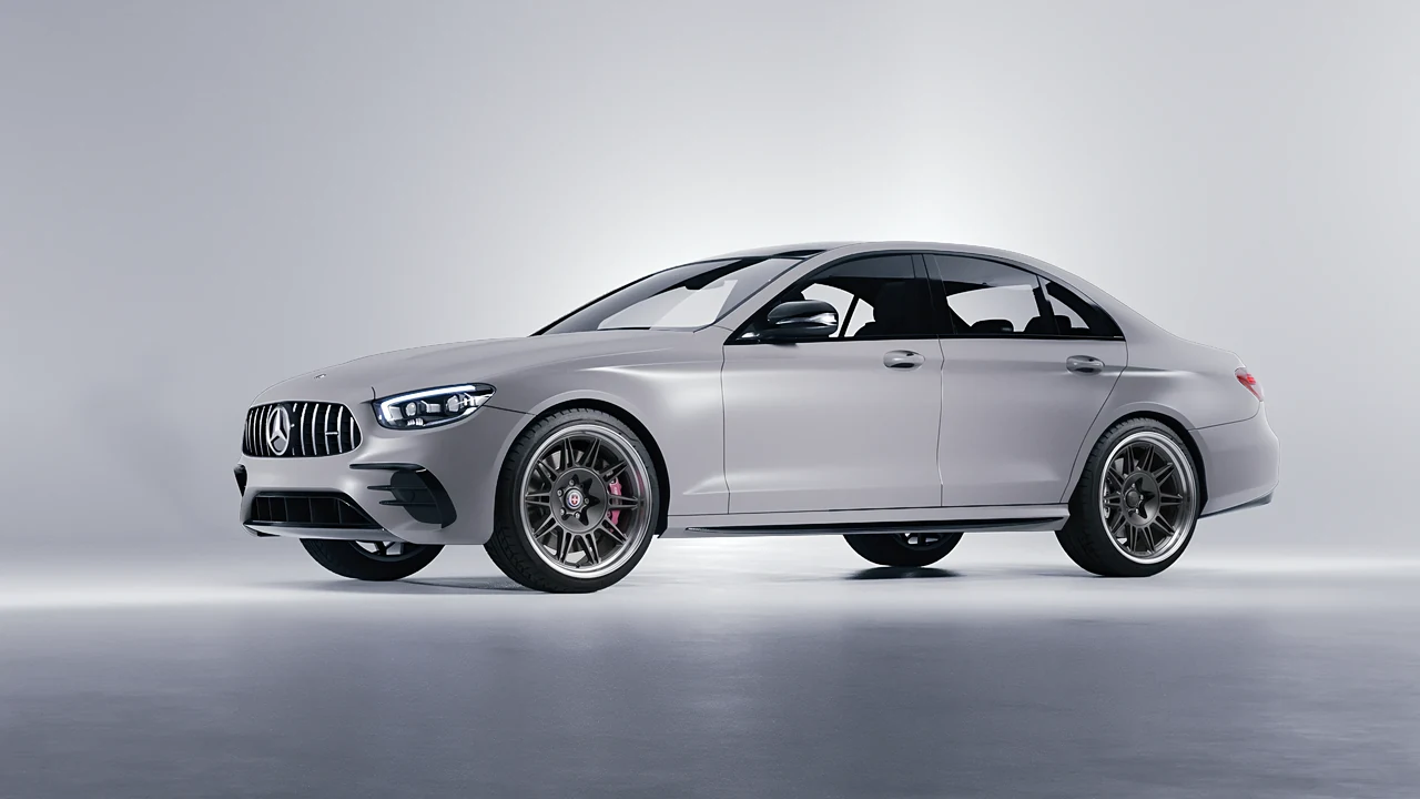 Mercedes-Benz E53 AMG 2021 on HRE Performance Wheels 528 forged wheels, front three-quarter view