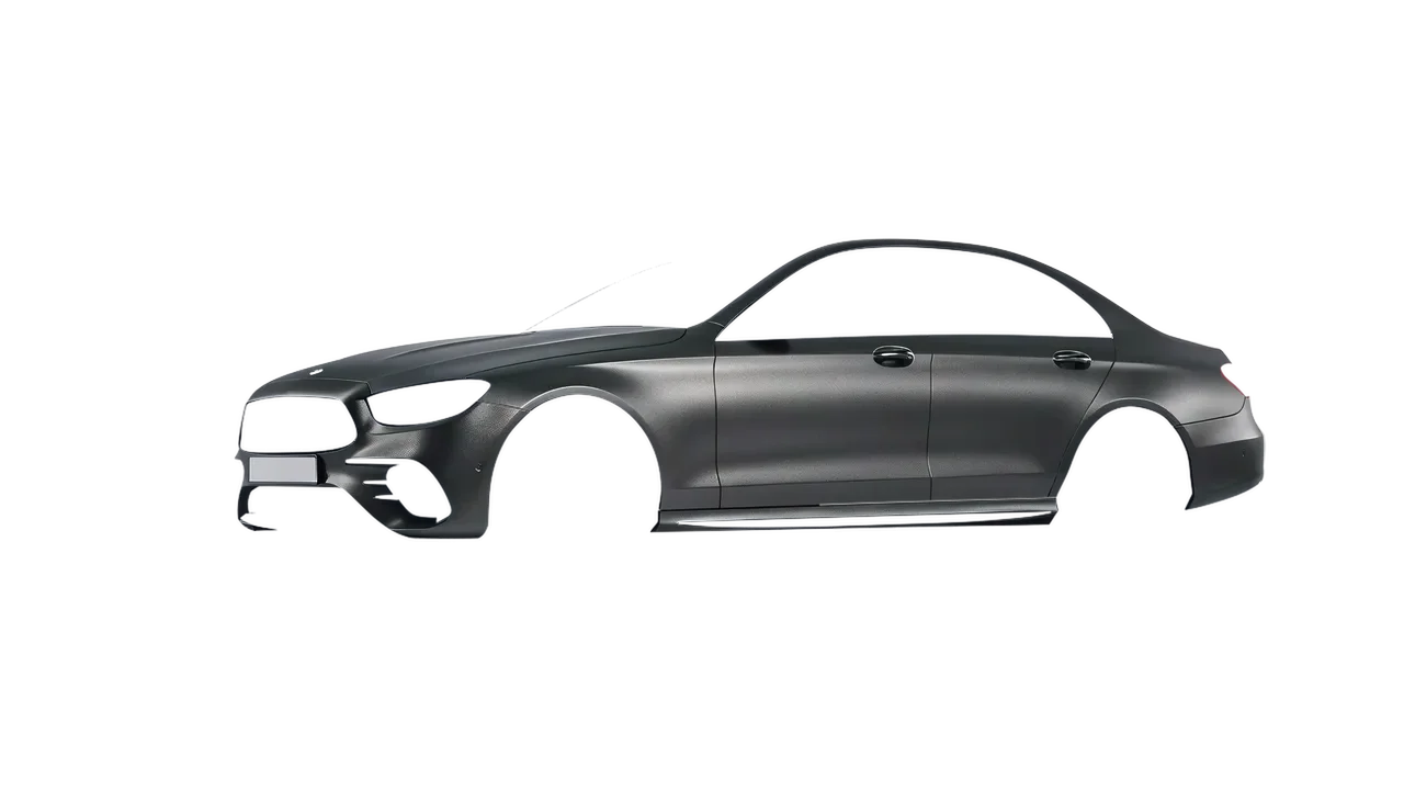 Mercedes-Benz E53 AMG 2021 wrapped in Black Rock Grey (Avery Dennison SW900-823-M), front three-quarter view