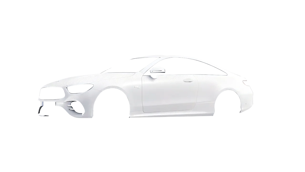 Mercedes-Benz E53 AMG Coupe 2021 wrapped in Carbon Fiber White (Avery Dennison SW900-115-X), front three-quarter view
