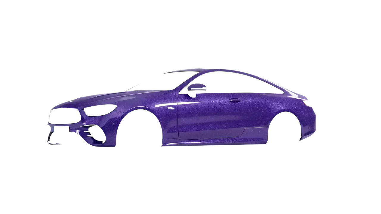 Mercedes-Benz E53 AMG Coupe 2021 wrapped in Purple (Avery Dennison SW900-587-D), front three-quarter view