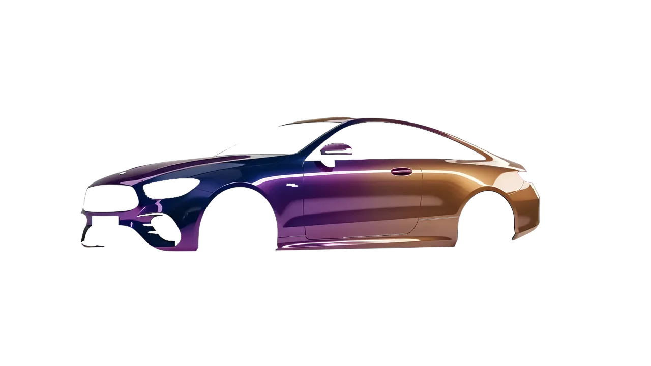 Mercedes-Benz E53 AMG Coupe 2021 wrapped in Gloss Flip Deep Space (3M GP278), front three-quarter view