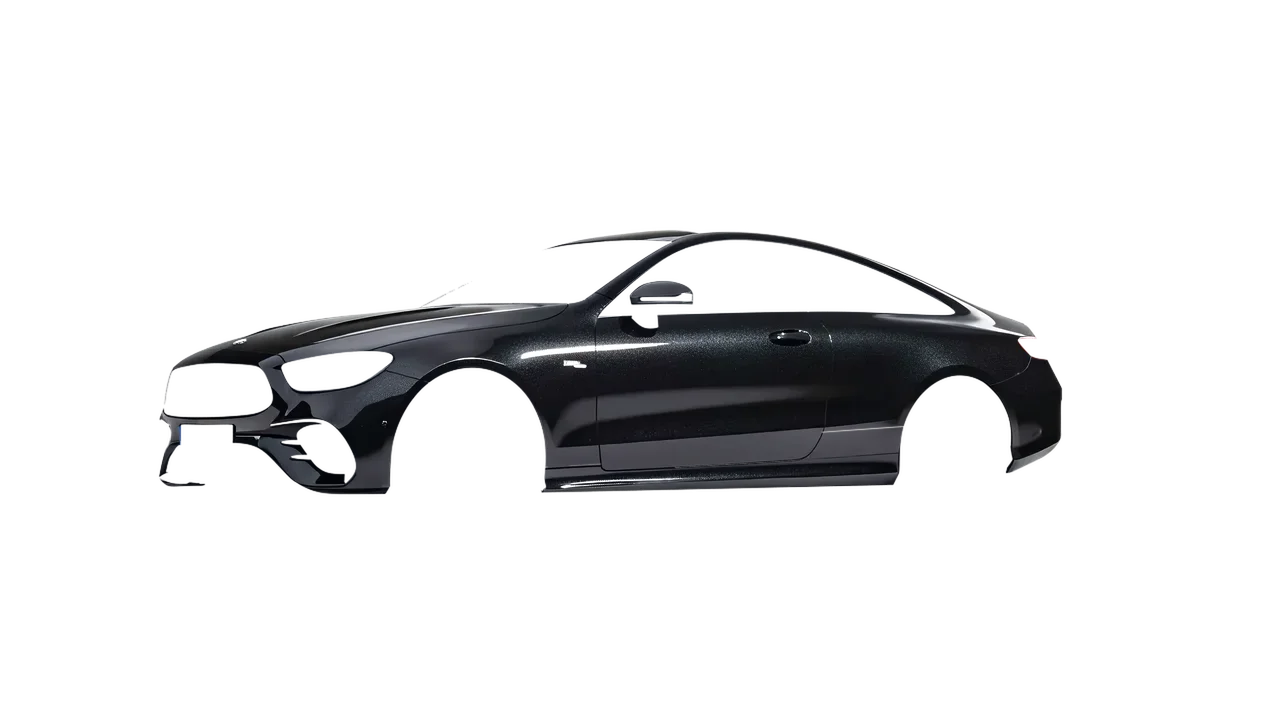 Mercedes-Benz E53 AMG Coupe 2021 wrapped in Mystery Black (Avery Dennison SW900-184-M), front three-quarter view
