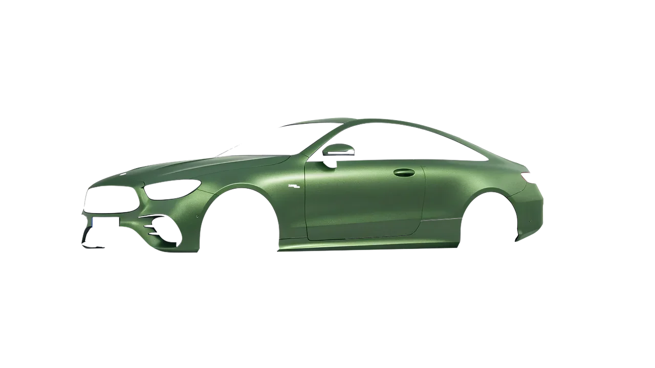 Mercedes-Benz E53 AMG Coupe 2021 wrapped in Apple Green (Avery Dennison SW900-745-M), front three-quarter view