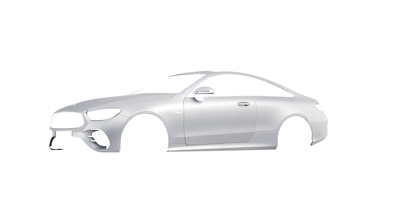 Mercedes-Benz E53 AMG Coupe 2021 wrapped in Matte Silver (3M M21), front three-quarter view