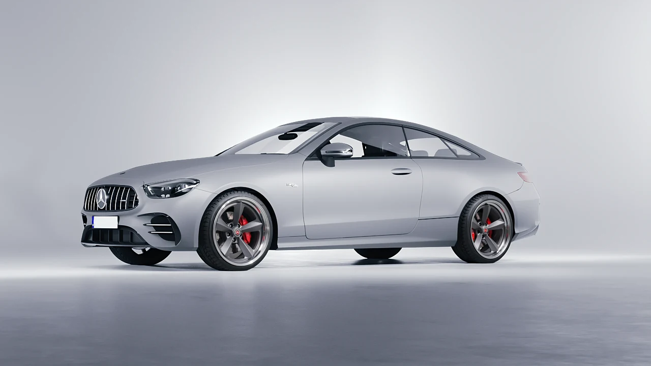 Mercedes-Benz E53 AMG Coupe 2021 on HRE Performance Wheels 105 forged wheels, front three-quarter view