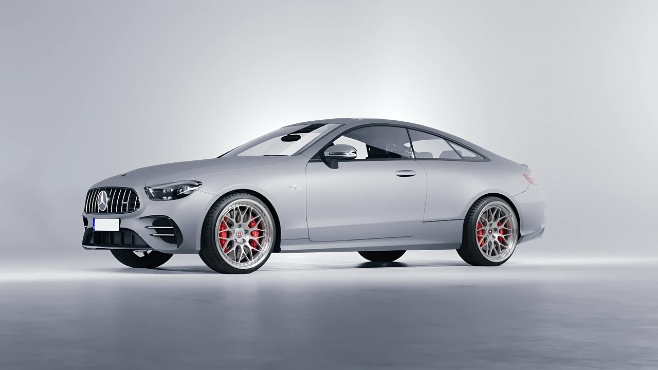 Mercedes-Benz E53 AMG Coupe 2021 on HRE Performance Wheels 300 forged wheels, front three-quarter view