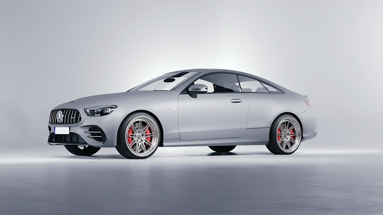 Mercedes-Benz E53 AMG Coupe 2021 on HRE Performance Wheels 301 forged wheels, front three-quarter view