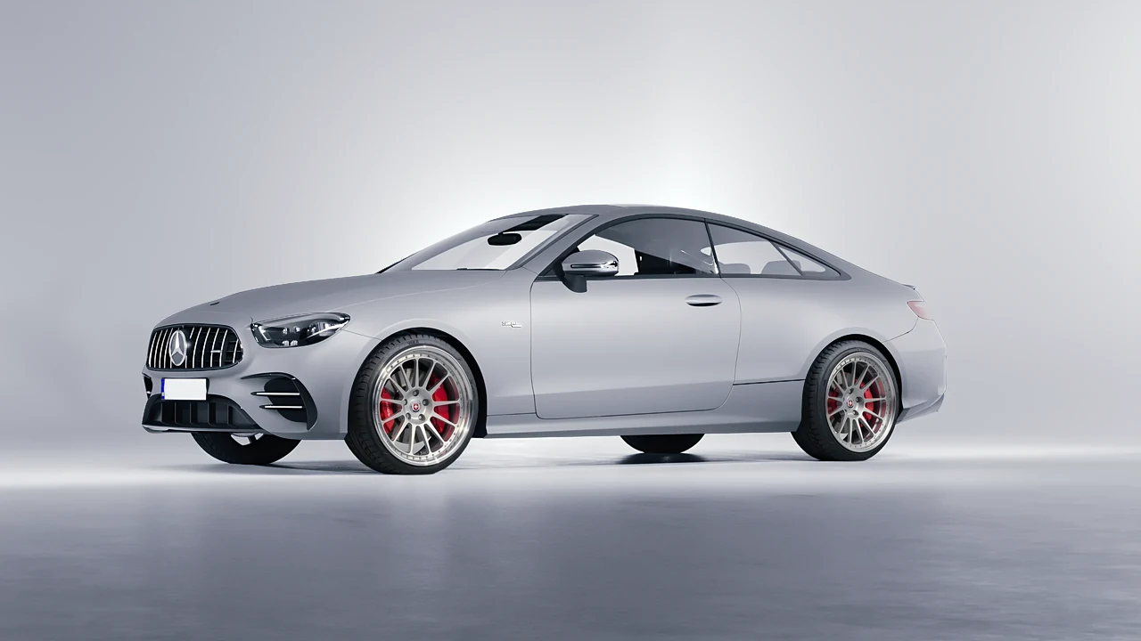 Mercedes-Benz E53 AMG Coupe 2021 on HRE Performance Wheels 303 forged wheels, front three-quarter view