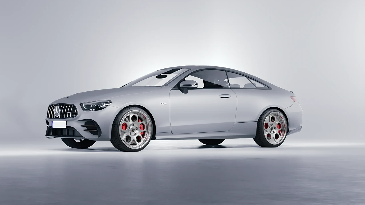 Mercedes-Benz E53 AMG Coupe 2021 on HRE Performance Wheels 454 forged wheels, front three-quarter view