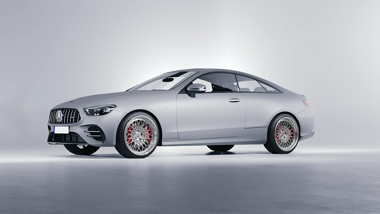 Mercedes-Benz E53 AMG Coupe 2021 on HRE Performance Wheels 501 forged wheels, front three-quarter view
