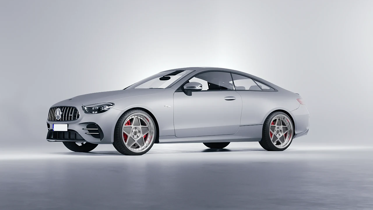 Mercedes-Benz E53 AMG Coupe 2021 on HRE Performance Wheels 505 forged wheels, front three-quarter view