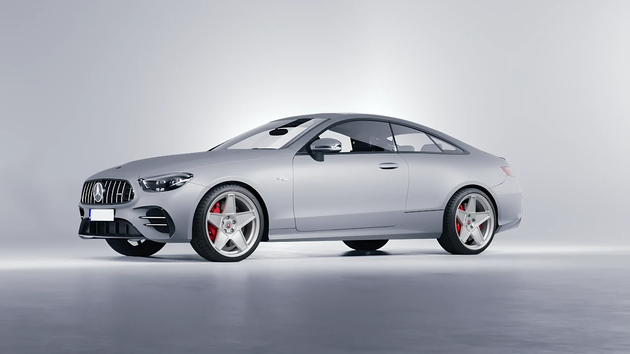 Mercedes-Benz E53 AMG Coupe 2021 on HRE Performance Wheels 505M forged wheels, front three-quarter view