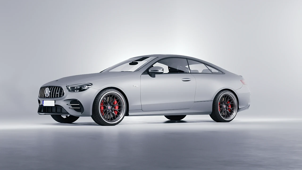 Mercedes-Benz E53 AMG Coupe 2021 on HRE Performance Wheels 520 forged wheels, front three-quarter view