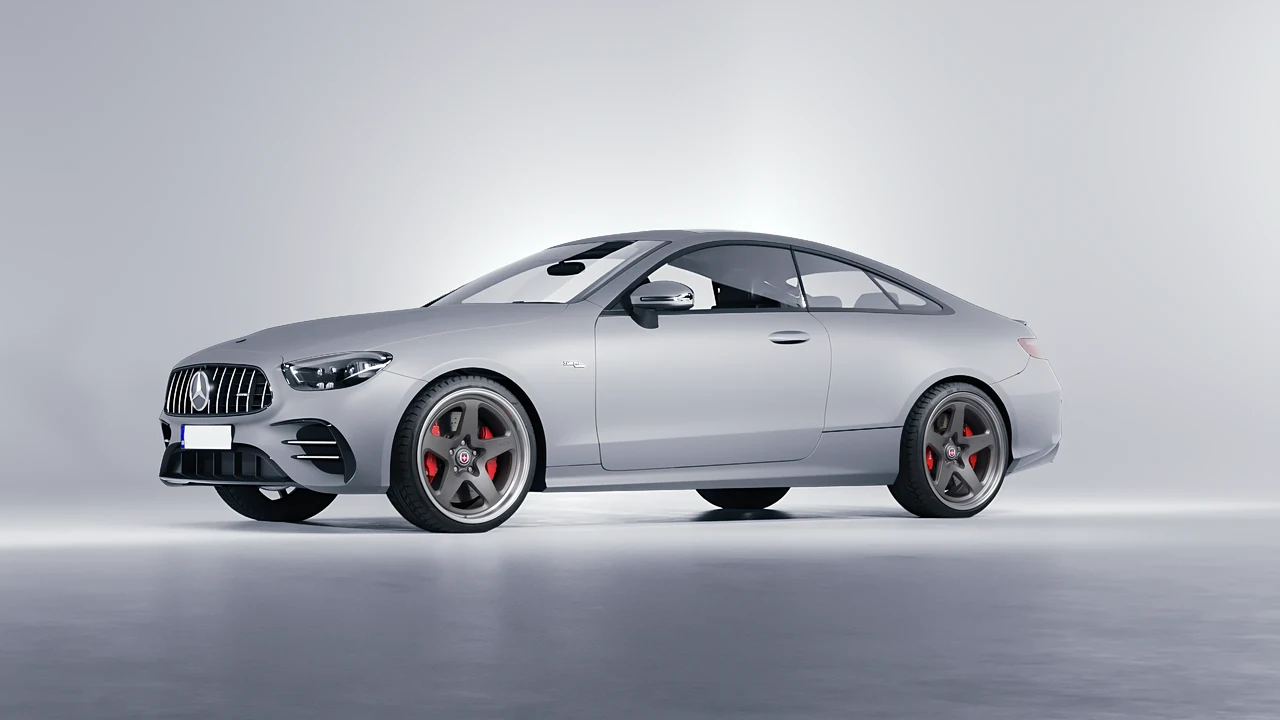 Mercedes-Benz E53 AMG Coupe 2021 on HRE Performance Wheels 527 forged wheels, front three-quarter view