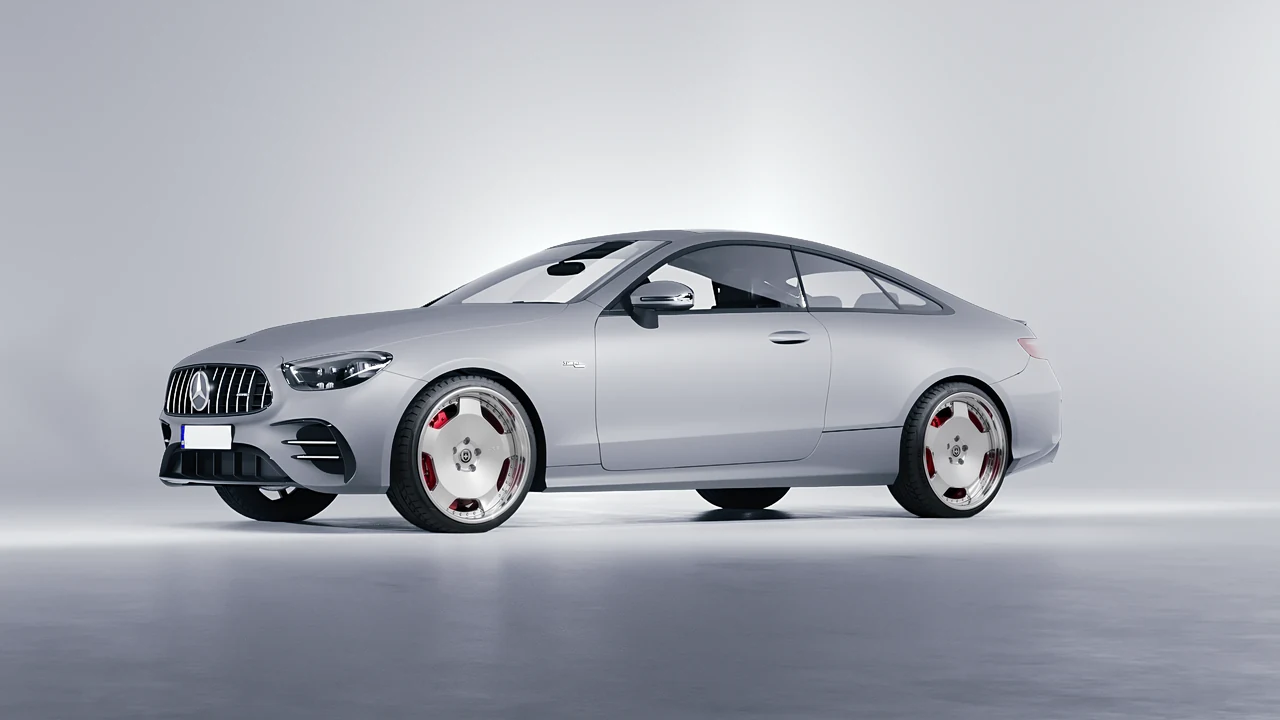 Mercedes-Benz E53 AMG Coupe 2021 on HRE Performance Wheels 544C forged wheels, front three-quarter view
