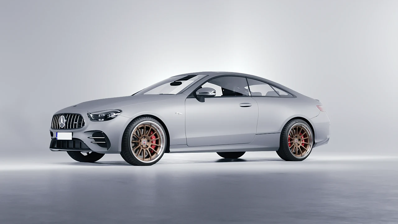 Mercedes-Benz E53 AMG Coupe 2021 on HRE Performance Wheels C109 forged wheels, front three-quarter view