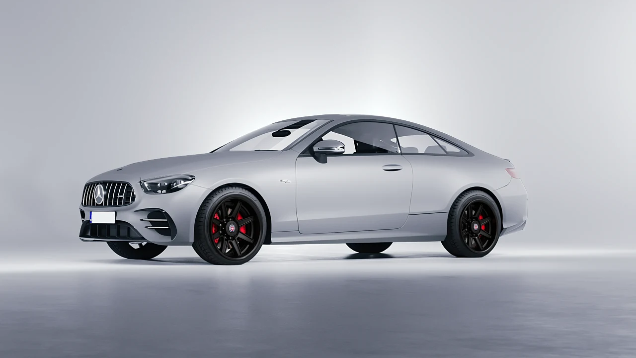 Mercedes-Benz E53 AMG Coupe 2021 on HRE Performance Wheels HD188H forged wheels, front three-quarter view