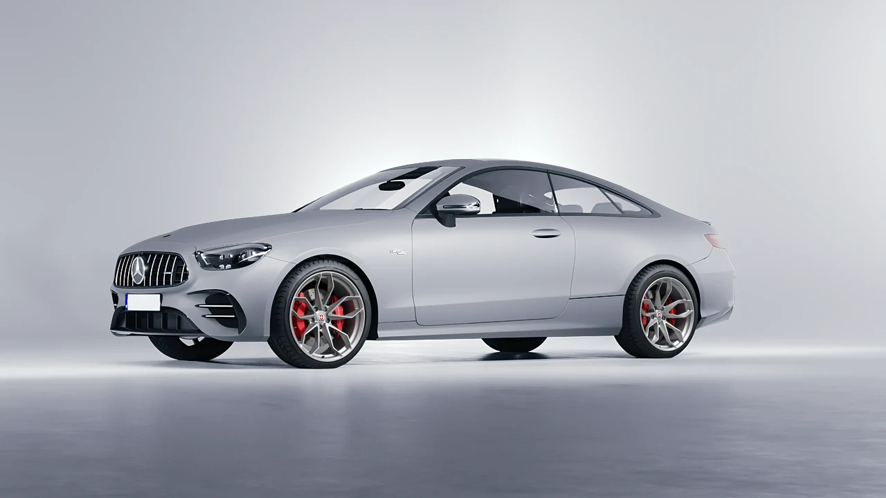 Mercedes-Benz E53 AMG Coupe 2021 on HRE Performance Wheels P201 forged wheels, front three-quarter view