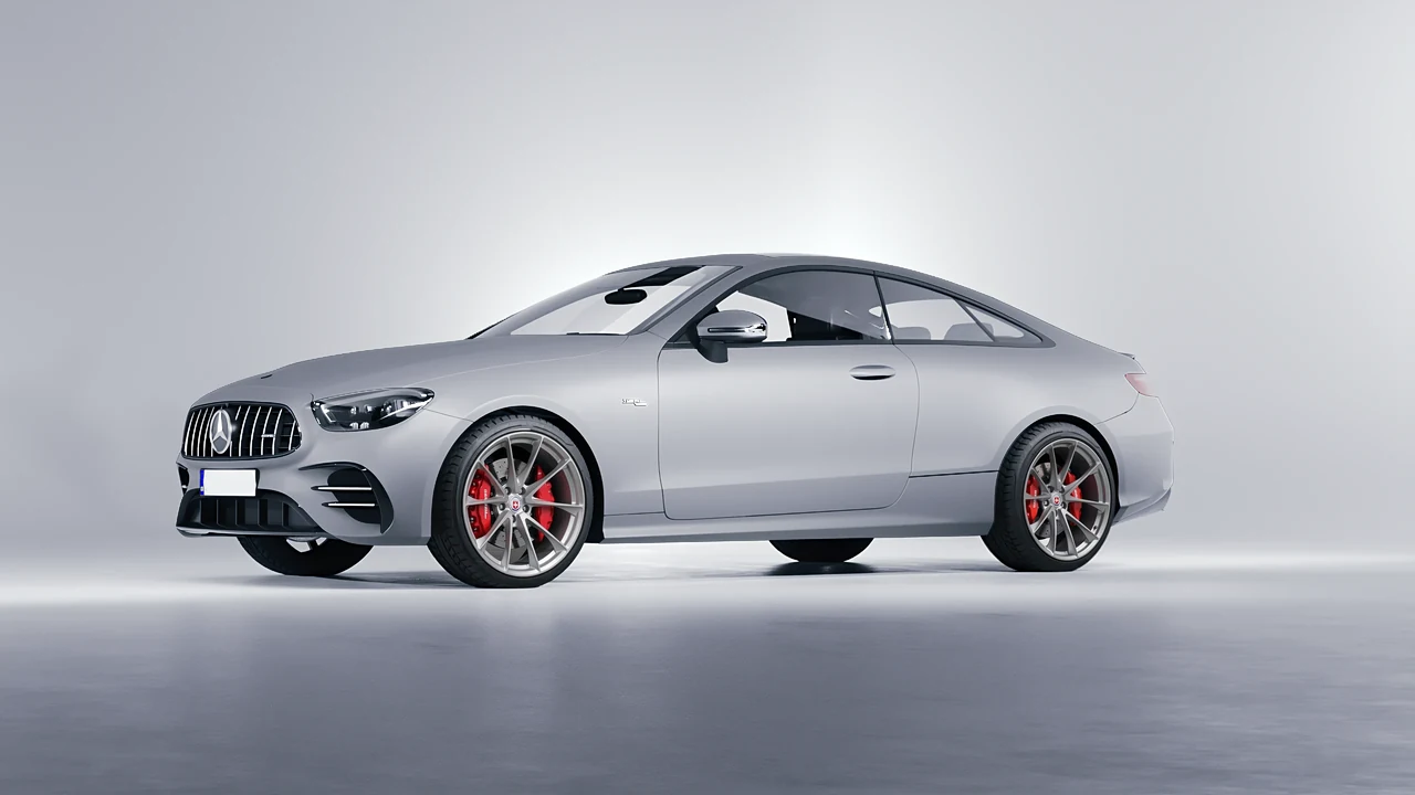Mercedes-Benz E53 AMG Coupe 2021 on HRE Performance Wheels P204 forged wheels, front three-quarter view