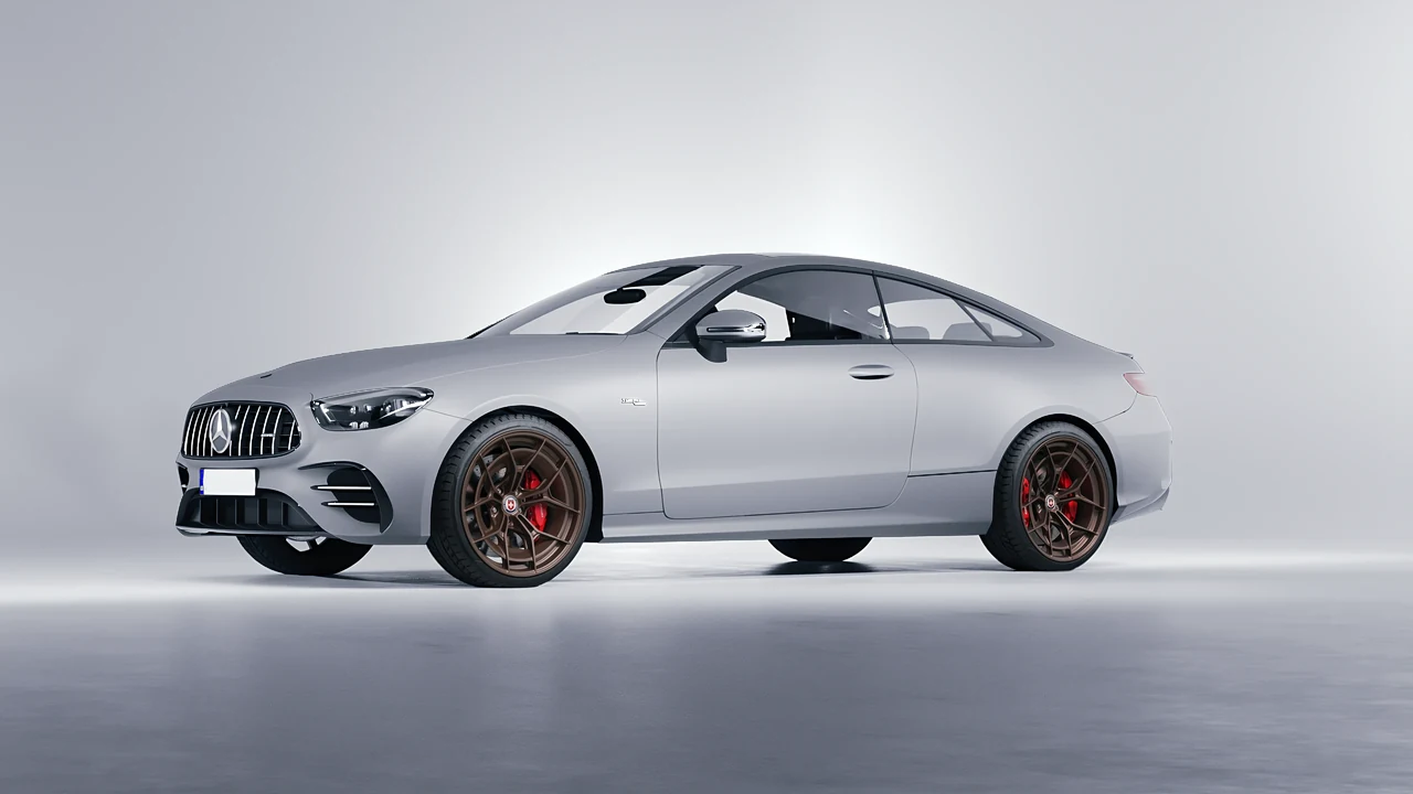 Mercedes-Benz E53 AMG Coupe 2021 on HRE Performance Wheels P301 forged wheels, front three-quarter view