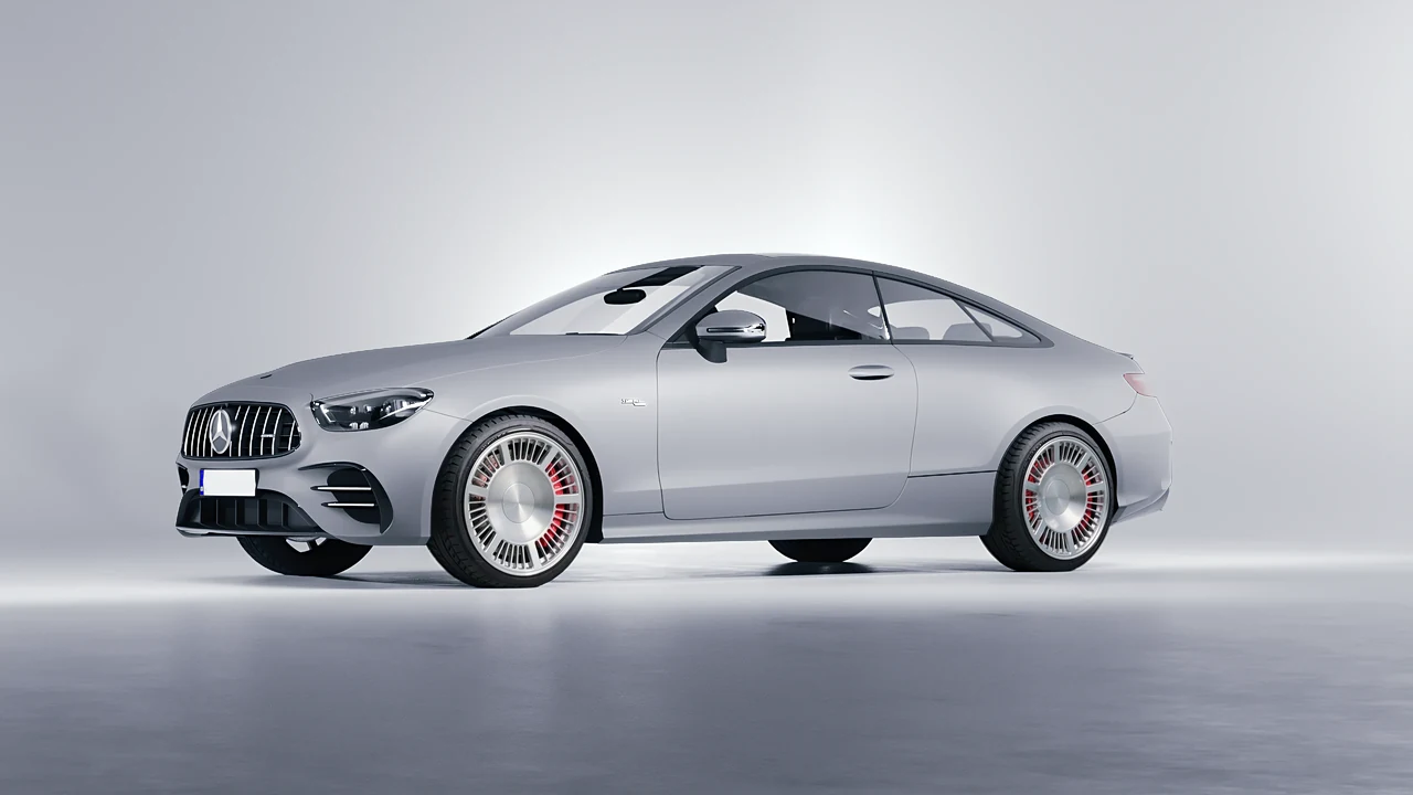 Mercedes-Benz E53 AMG Coupe 2021 on RDB LA Masterpiece forged wheels, front three-quarter view