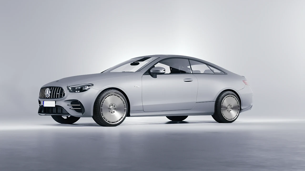 Mercedes-Benz E53 AMG Coupe 2021 on RDB LA Zero forged wheels, front three-quarter view