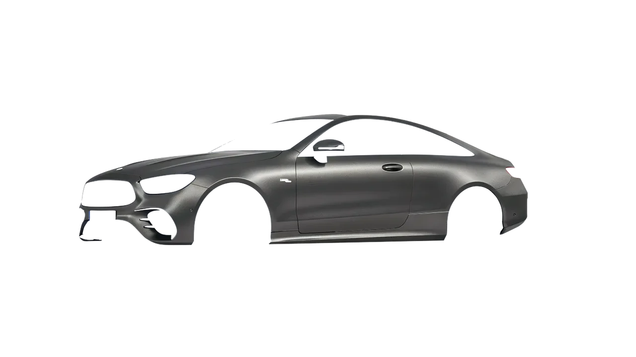 Mercedes-Benz E53 AMG Coupe 2021 wrapped in Black Rock Grey (Avery Dennison SW900-823-M), front three-quarter view