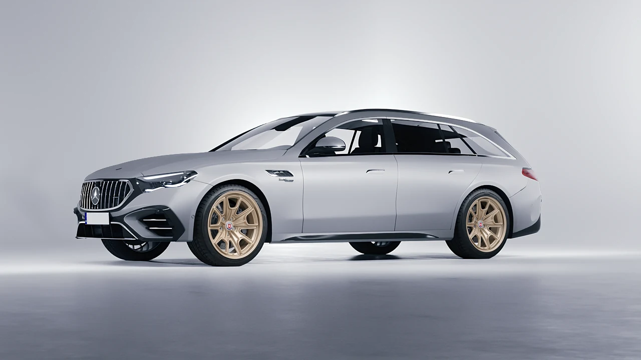 Mercedes-Benz E53 AMG Hybrid Estate 2024 on HRE Performance Wheels 427M forged wheels, front three-quarter view