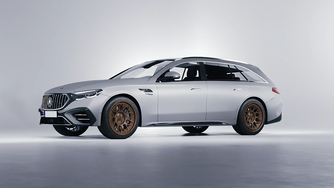 Mercedes-Benz E53 AMG Hybrid Estate 2024 on HRE Performance Wheels 500-GTM forged wheels, front three-quarter view