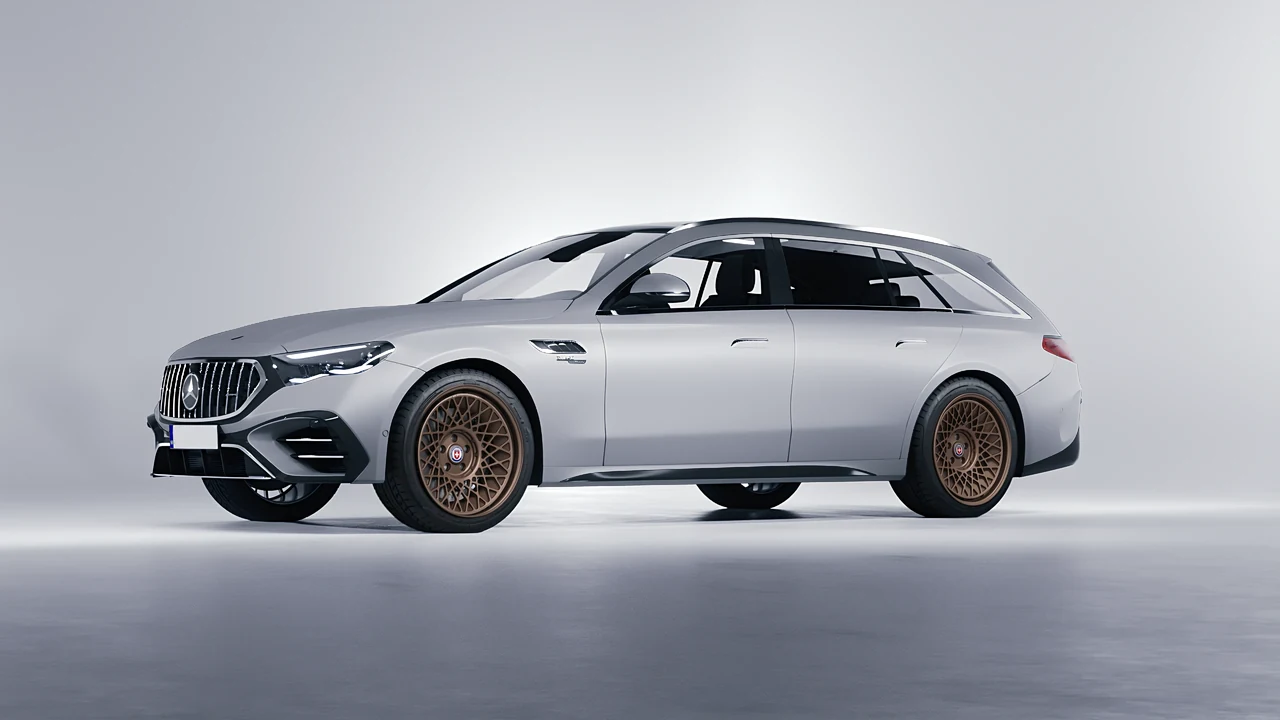 Mercedes-Benz E53 AMG Hybrid Estate 2024 on HRE Performance Wheels 501-GTM forged wheels, front three-quarter view
