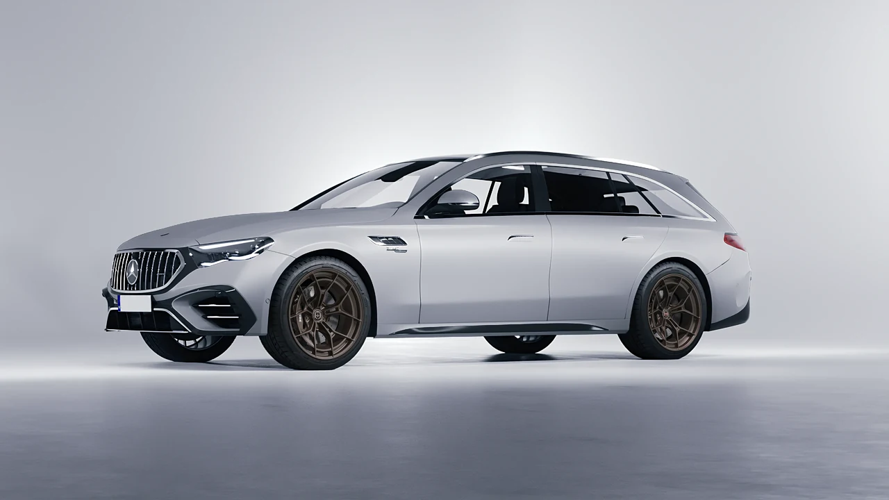 Mercedes-Benz E53 AMG Hybrid Estate 2024 on HRE Performance Wheels P301 forged wheels, front three-quarter view