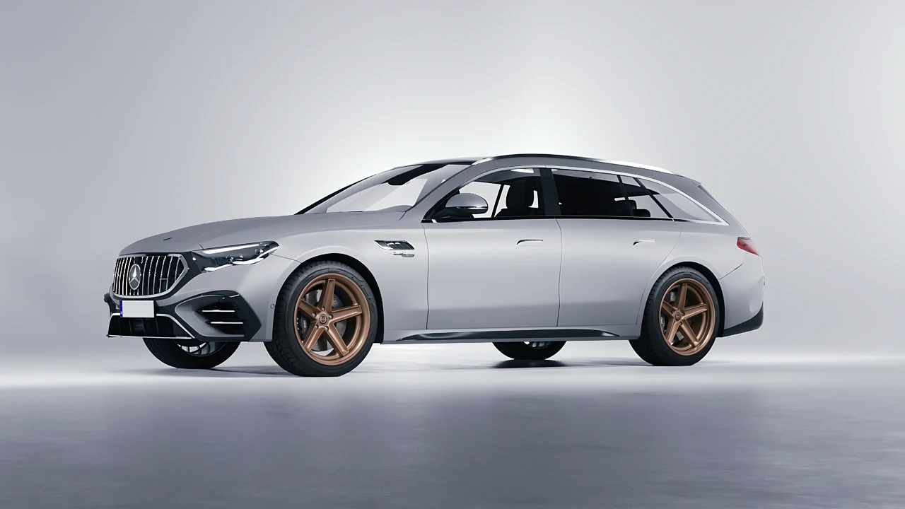 Mercedes-Benz E53 AMG Hybrid Estate 2024 on HRE Performance Wheels Tusk forged wheels, front three-quarter view