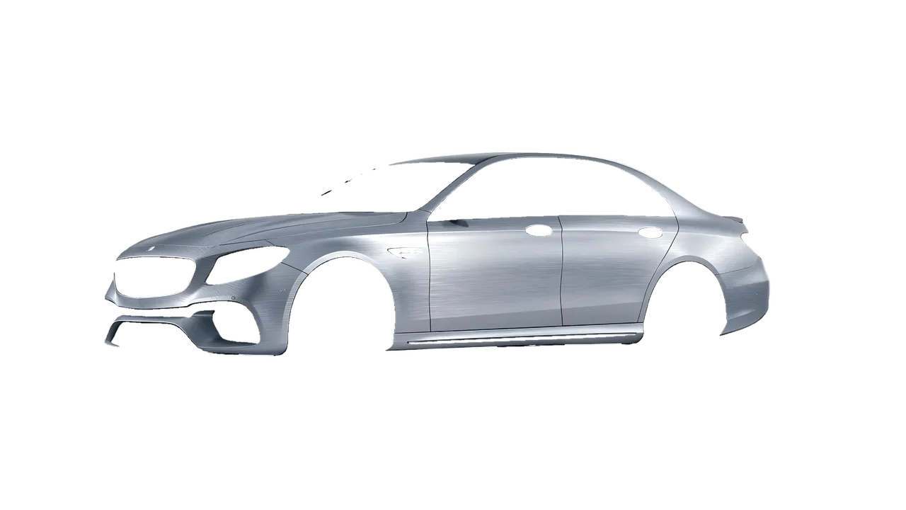 Mercedes-Benz E 63 AMG 2017 wrapped in Brushed Aluminum (Avery Dennison SW900-812-X), front three-quarter view