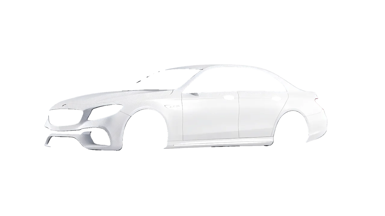 Mercedes-Benz E 63 AMG 2017 wrapped in Carbon Fiber White (Avery Dennison SW900-115-X), front three-quarter view