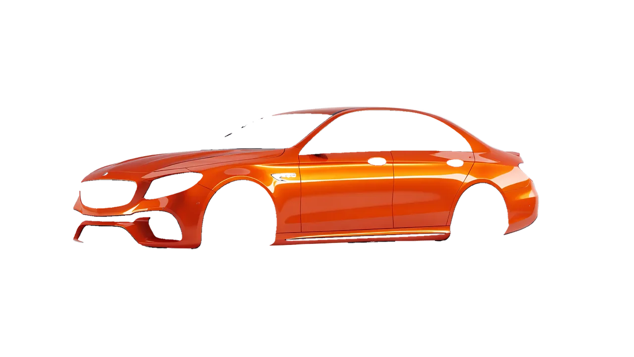Mercedes-Benz E 63 AMG 2017 wrapped in Fiery Orange (3M G364), front three-quarter view