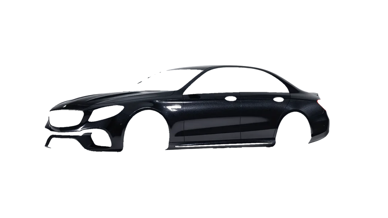 Mercedes-Benz E 63 AMG 2017 wrapped in Mystery Black (Avery Dennison SW900-184-M), front three-quarter view