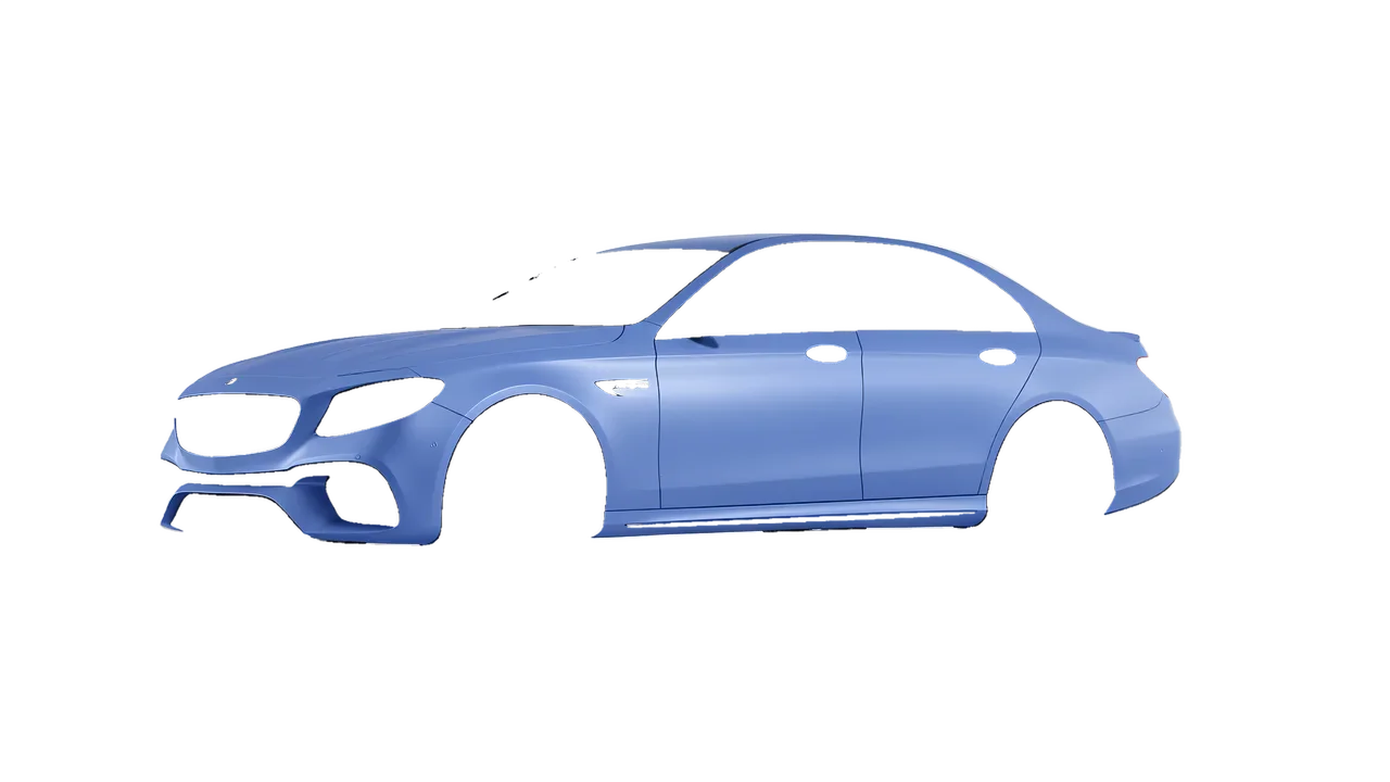 Mercedes-Benz E 63 AMG 2017 wrapped in Dreamline Blue (Avery Dennison SW900-616-O), front three-quarter view