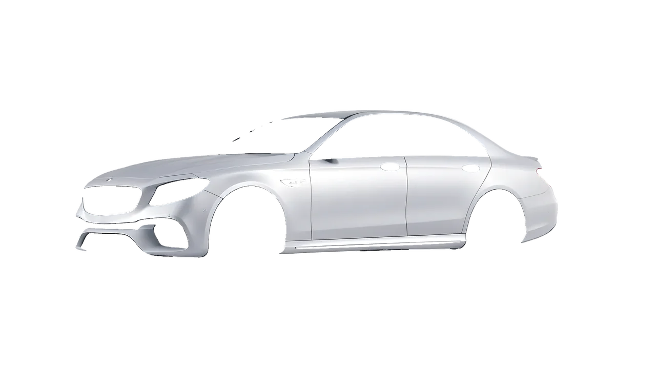 Mercedes-Benz E 63 AMG 2017 wrapped in Matte Silver (3M M21), front three-quarter view