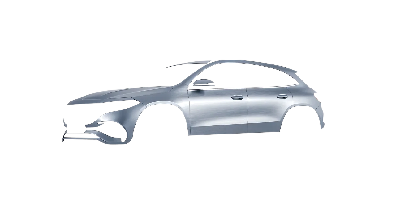 Mercedes-Benz EQA 2022 wrapped in Brushed Aluminum (Avery Dennison SW900-812-X), front three-quarter view