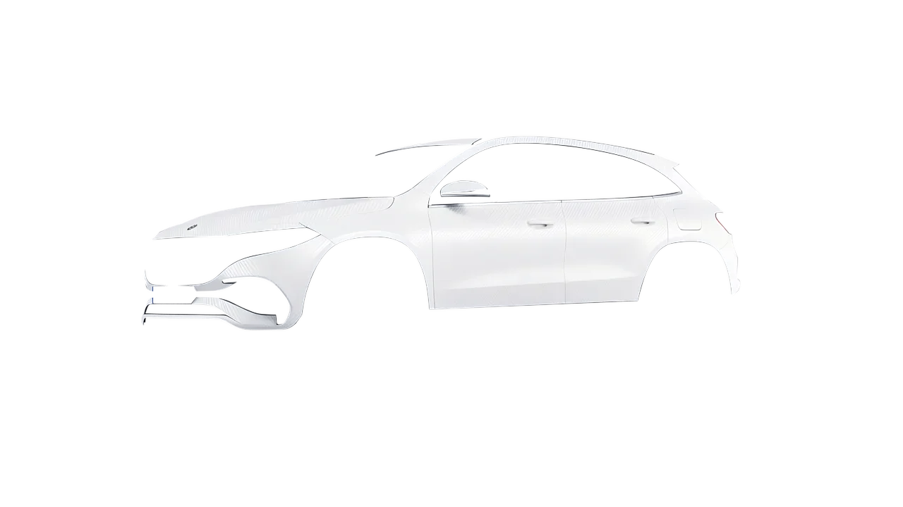Mercedes-Benz EQA 2022 wrapped in Carbon Fiber White (Avery Dennison SW900-115-X), front three-quarter view