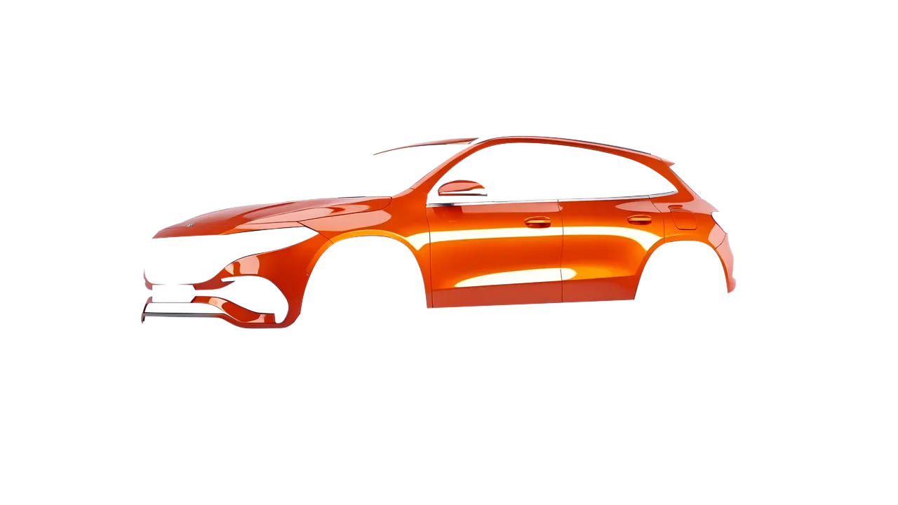 Mercedes-Benz EQA 2022 wrapped in Fiery Orange (3M G364), front three-quarter view