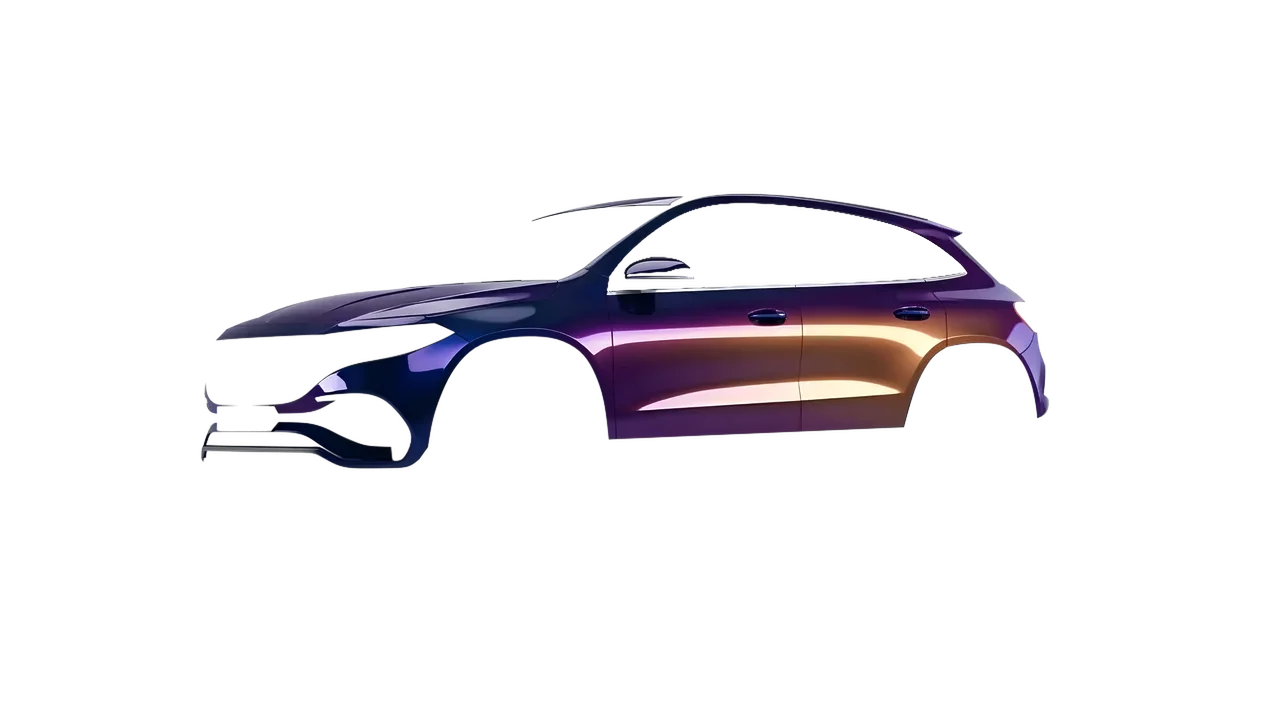 Mercedes-Benz EQA 2022 wrapped in Gloss Flip Deep Space (3M GP278), front three-quarter view