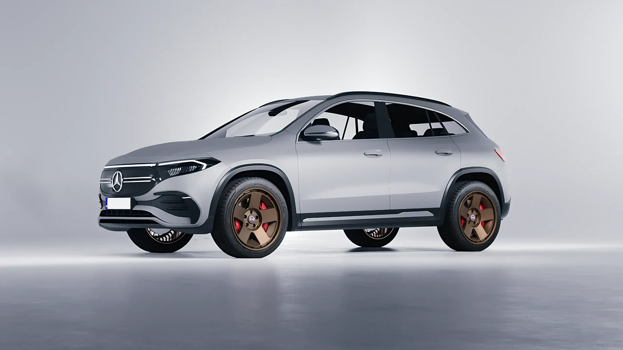 Mercedes-Benz EQA 2022 on HRE Performance Wheels 555-GTM forged wheels, front three-quarter view