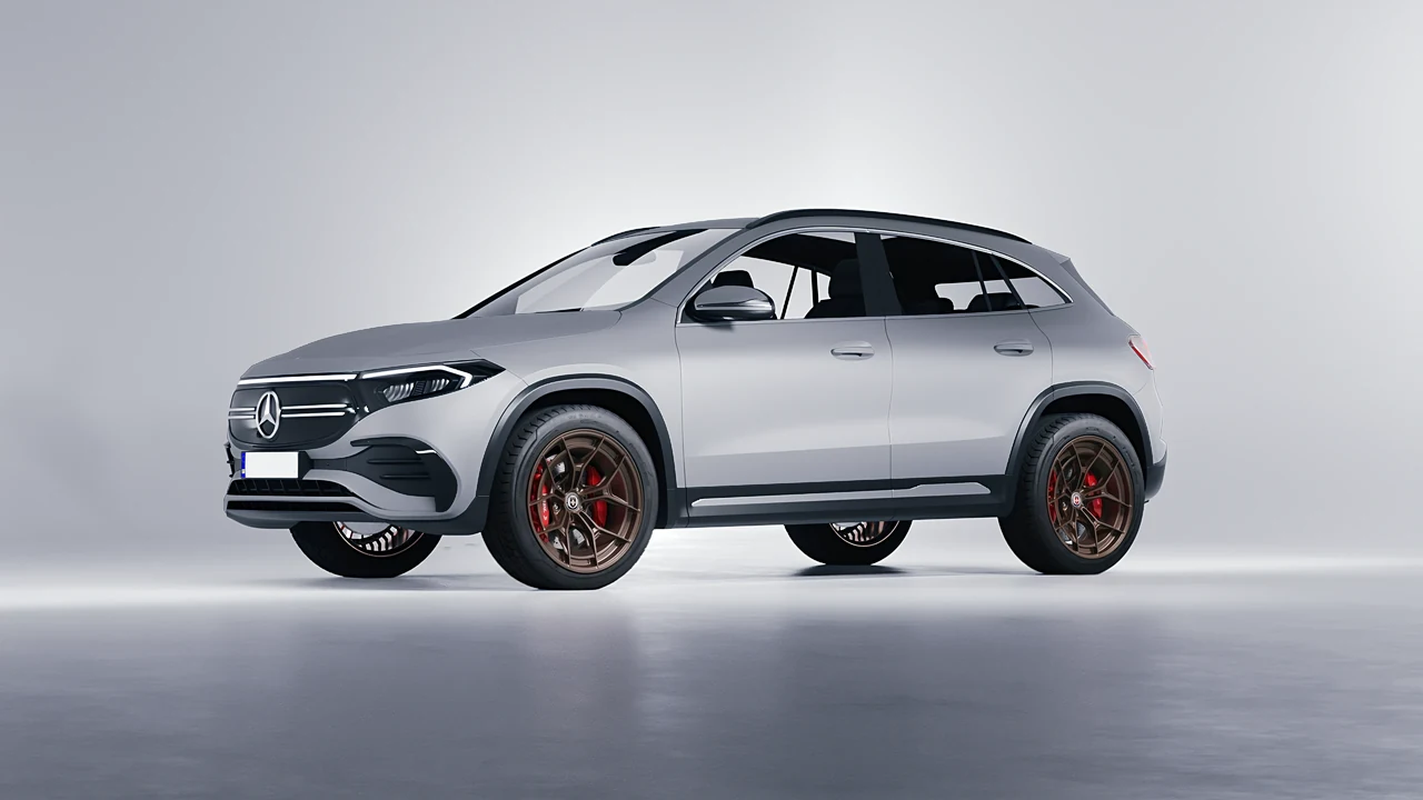 Mercedes-Benz EQA 2022 on HRE Performance Wheels P301 forged wheels, front three-quarter view