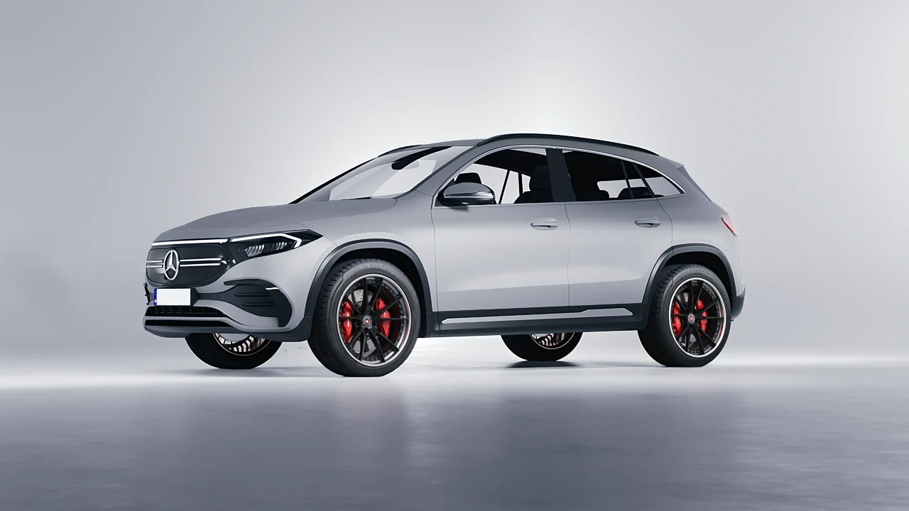 Mercedes-Benz EQA 2022 on HRE Performance Wheels S104 forged wheels, front three-quarter view